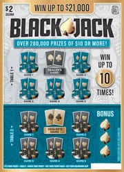 Blackjack (Game #25406) scratch-off ticket