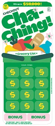 Checkout Cha-Ching scratch-off ticket