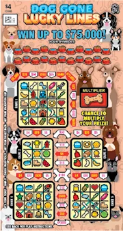 Dog Gone Lucky Lines scratch-off ticket