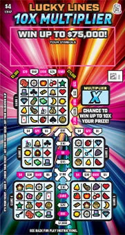 Lucky Lines 10X Multiplier scratch-off ticket