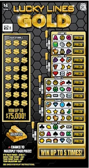 Lucky Lines Gold scratch-off ticket