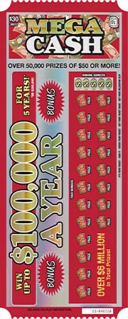 Mega Cash scratch-off ticket