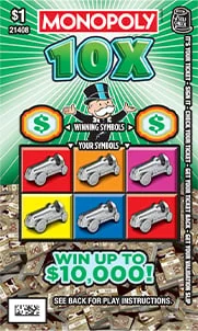 Monopoly 10X scratch-off ticket