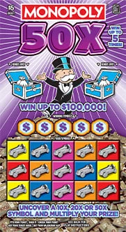 Monopoly 50X scratch-off ticket