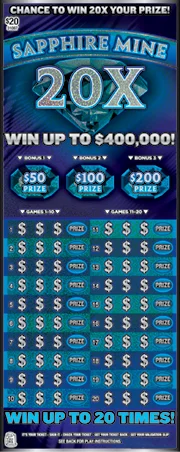 Sapphire Mine 20X scratch-off ticket