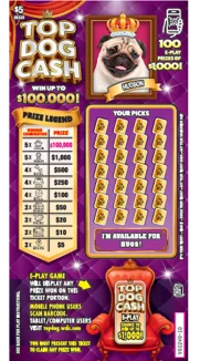 Top Dog Cash scratch-off ticket