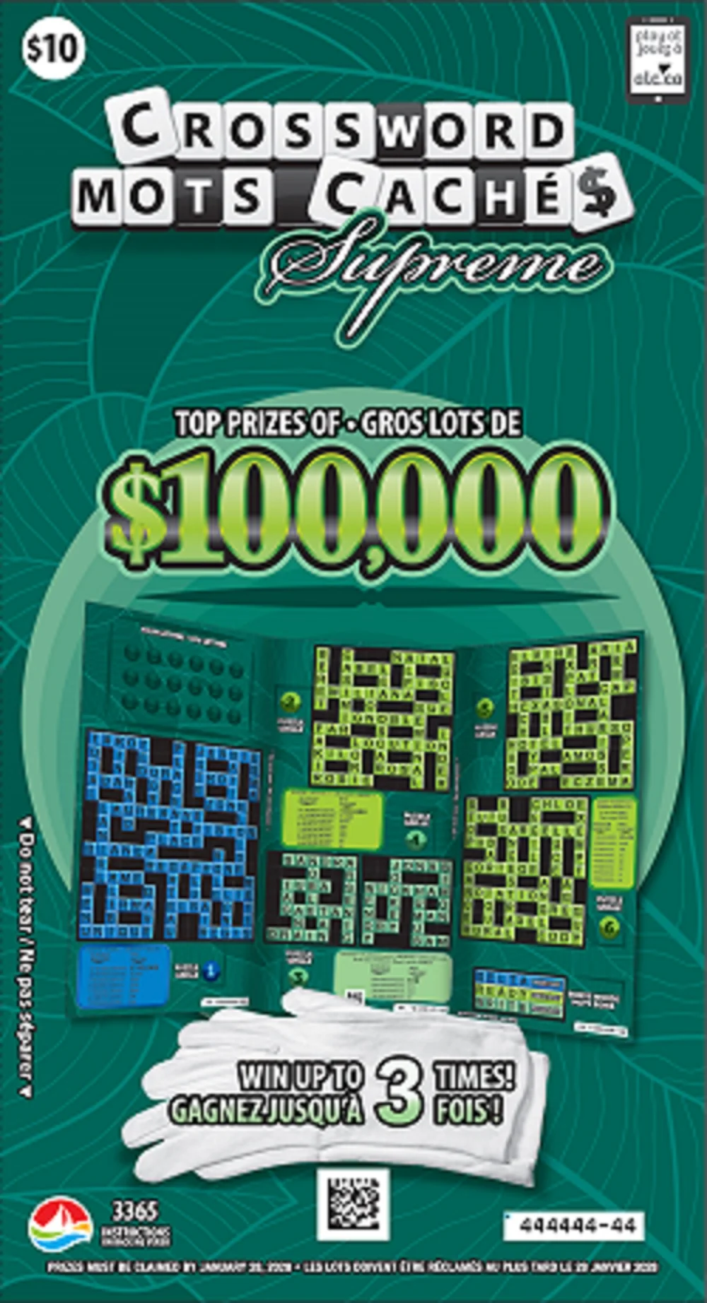 CROSSWORD SUPREME scratch-off ticket