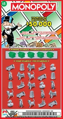 $5 MONOPOLY scratch-off ticket