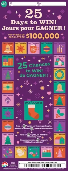 25 DAYS TO WIN! scratch-off ticket