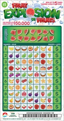 FRUIT EXPLOSION scratch-off ticket