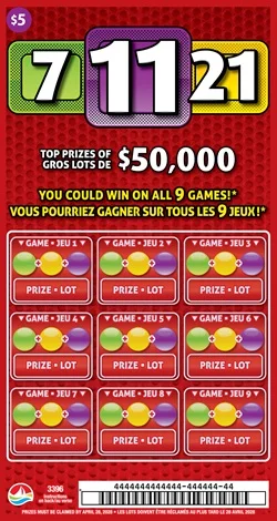 $5 7-11-21 scratch-off ticket