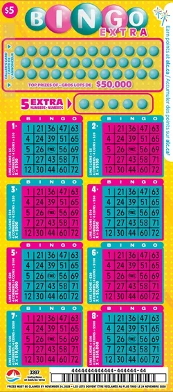 BINGO EXTRA scratch-off ticket