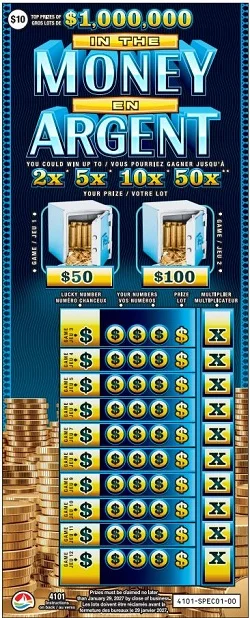 IN THE MONEY scratch-off ticket