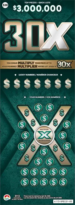 30X scratch-off ticket