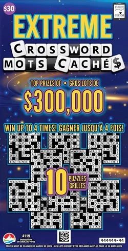 EXTREME CROSSWORD scratch-off ticket