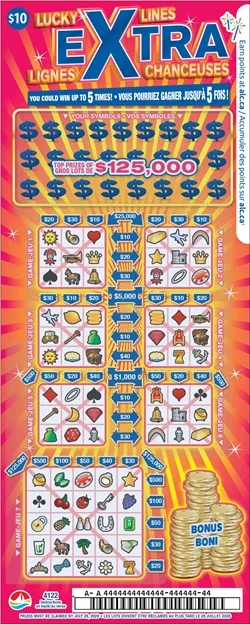 EXTRA LUCKY LINES scratch-off ticket