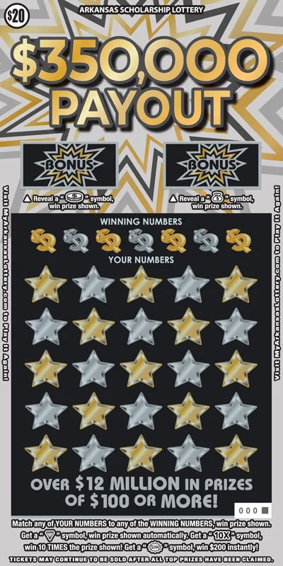 $350,000 Payout scratch-off ticket