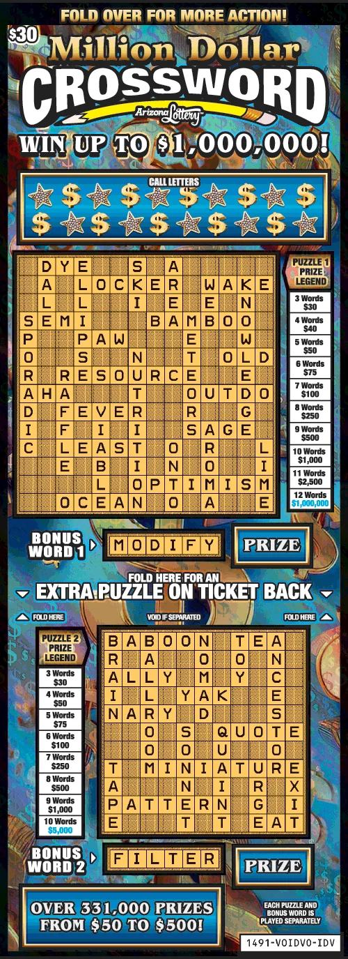 Million Dollar Crossword (Game #1491)