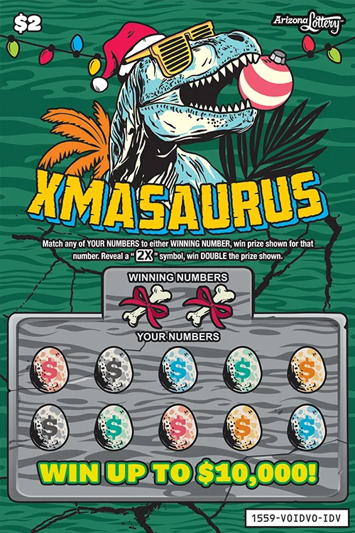 Xmasaurus scratch-off ticket