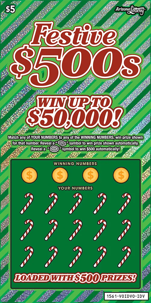 Festive $500s scratch-off ticket