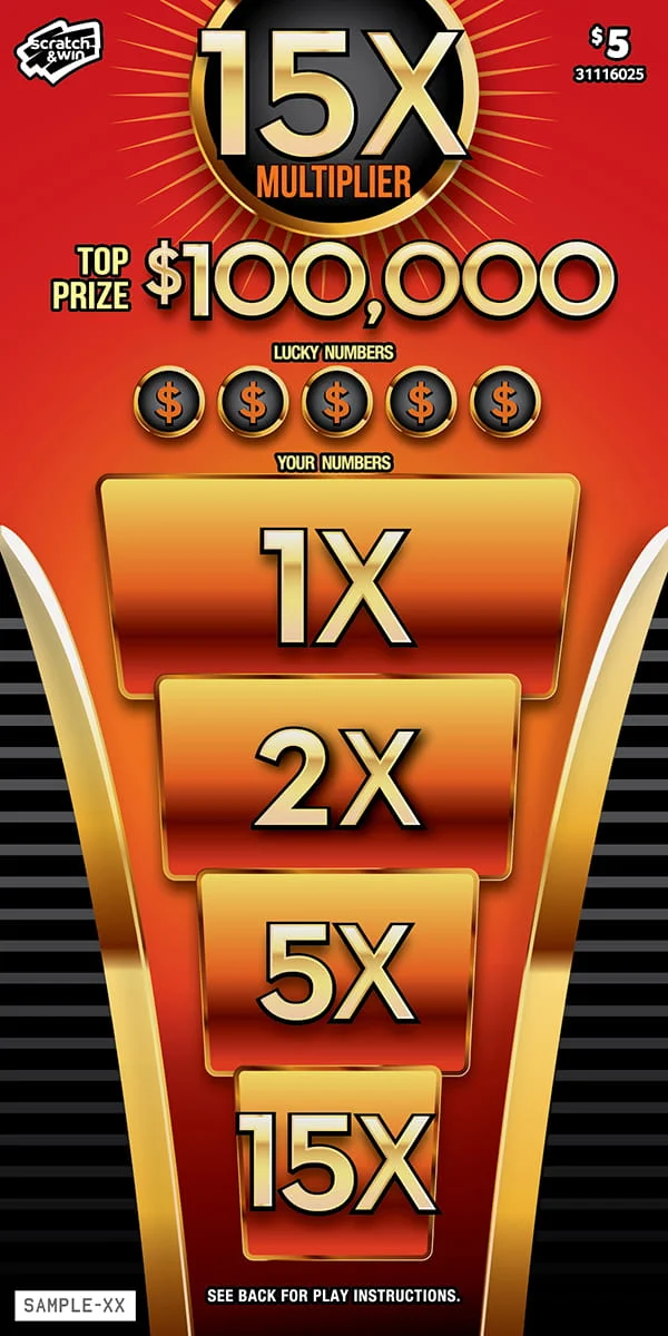 15X Multiplier scratch-off ticket
