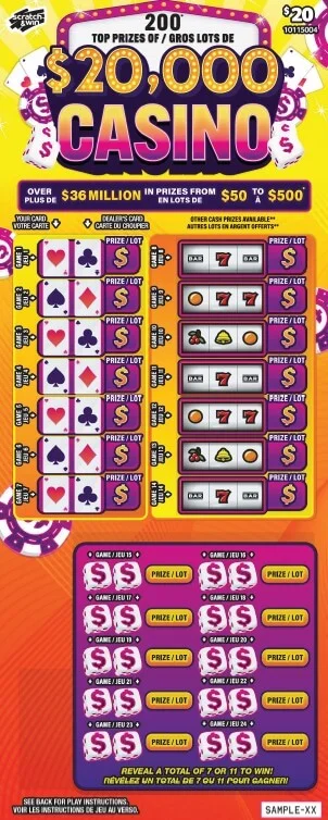 $20,000 Casino scratch-off ticket