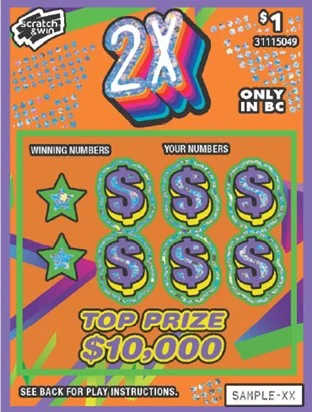2X scratch-off ticket