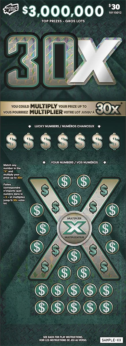 30X scratch-off ticket