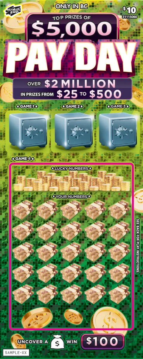 $5,000 Payday scratch-off ticket