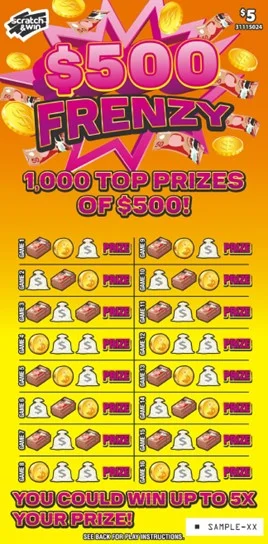 $500 Frenzy scratch-off ticket
