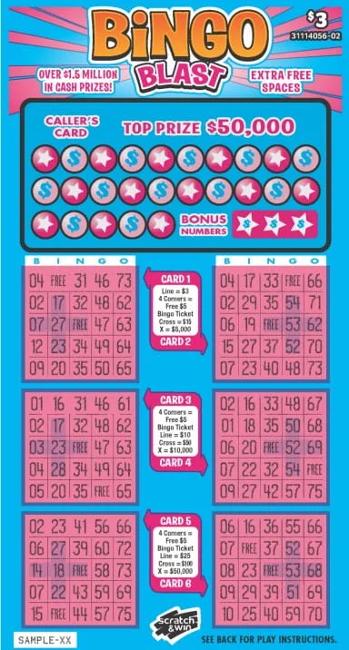 Bingo Blast (Game #31114056-02) scratch-off ticket