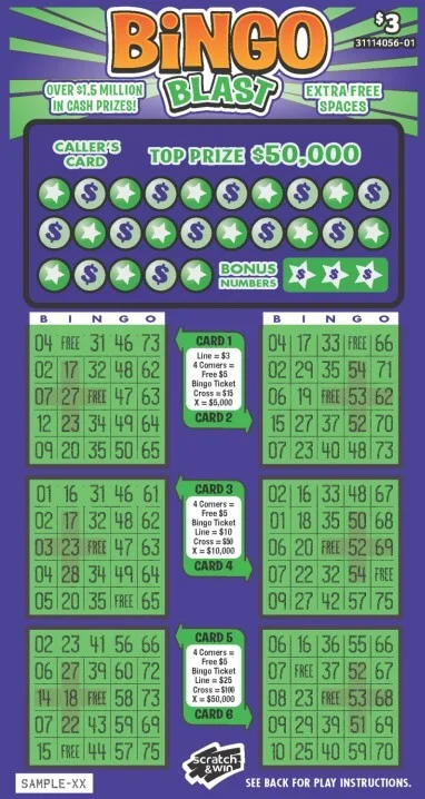 Bingo Blast scratch-off ticket