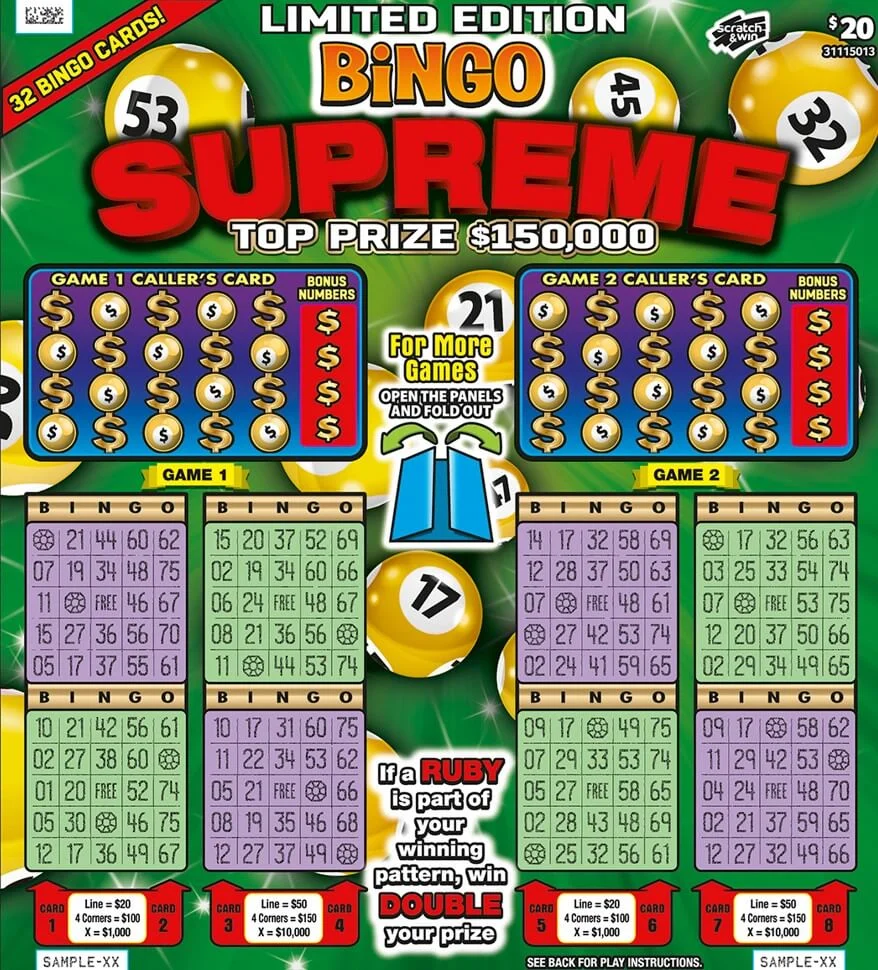 Bingo Supreme scratch-off ticket