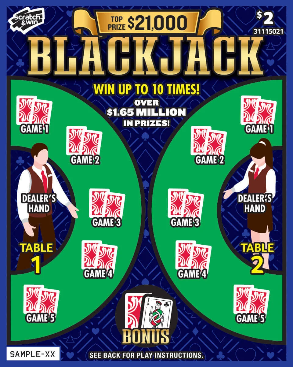 Blackjack scratch-off ticket