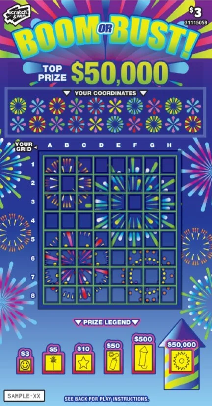 Boom or Bust scratch-off ticket