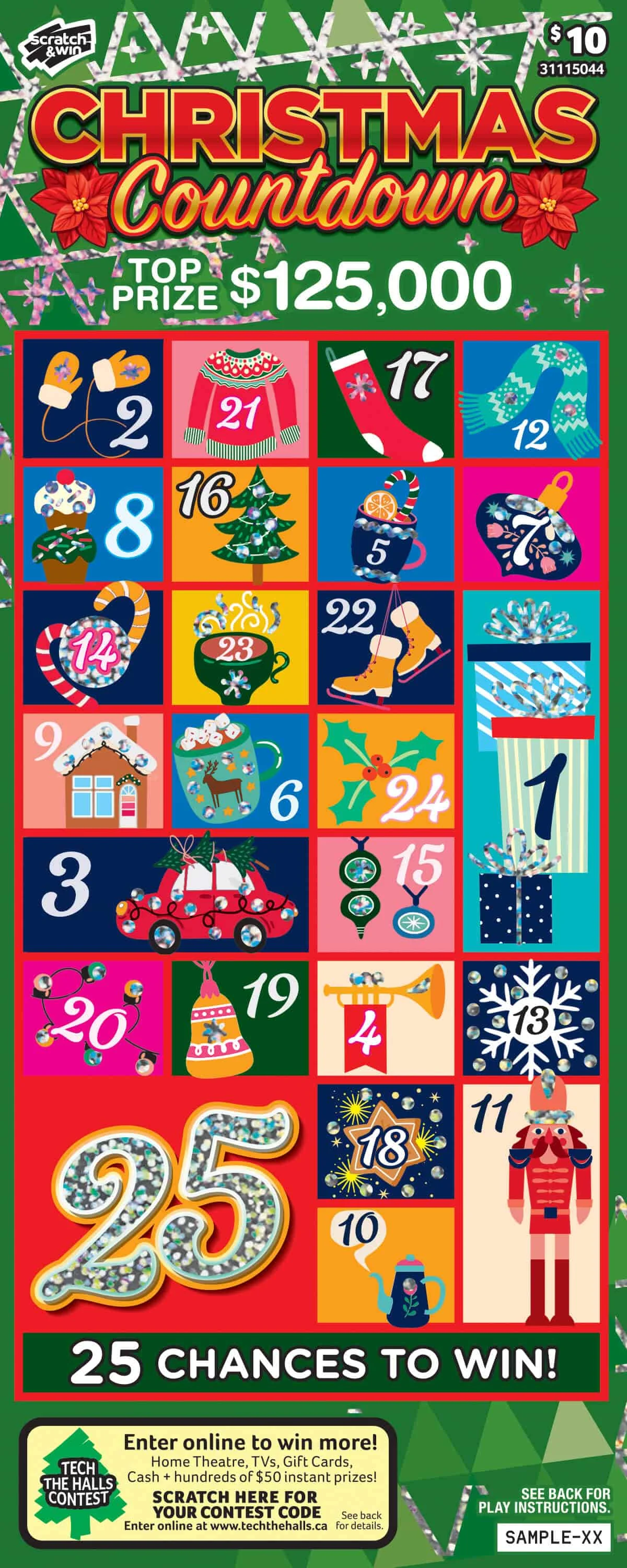 Christmas Countdown scratch-off ticket