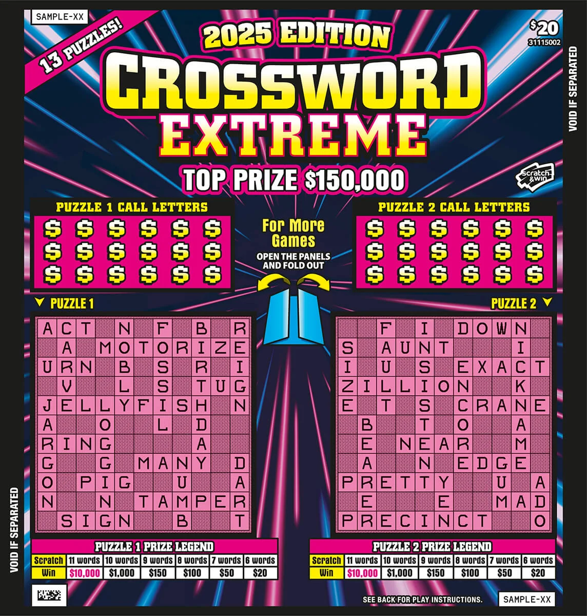 Crossword Extreme IX scratch-off ticket
