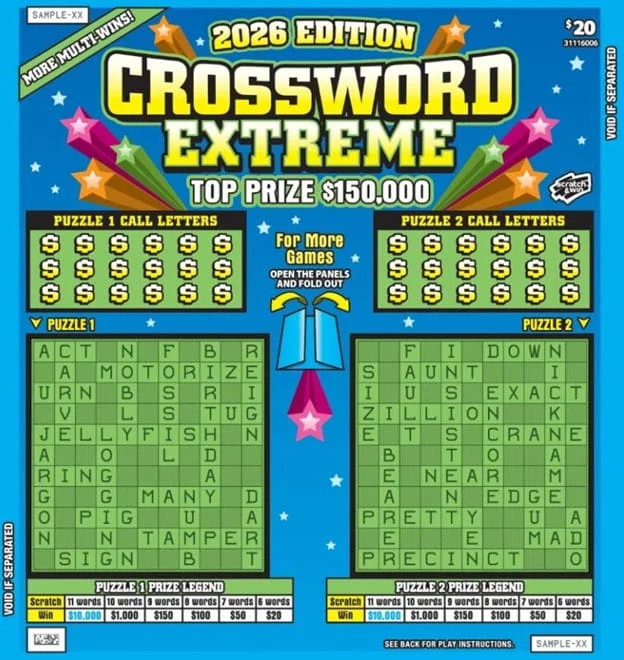 Crossword Extreme scratch-off ticket