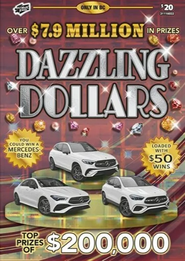 Dazzling Dollars scratch-off ticket