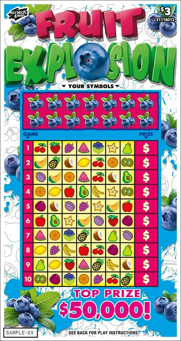 Fruit Explosion scratch-off ticket