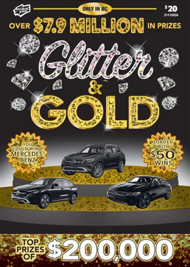 Glitter and Gold scratch-off ticket