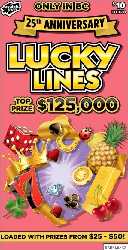 Lucky Line 25th Anniversary scratch-off ticket