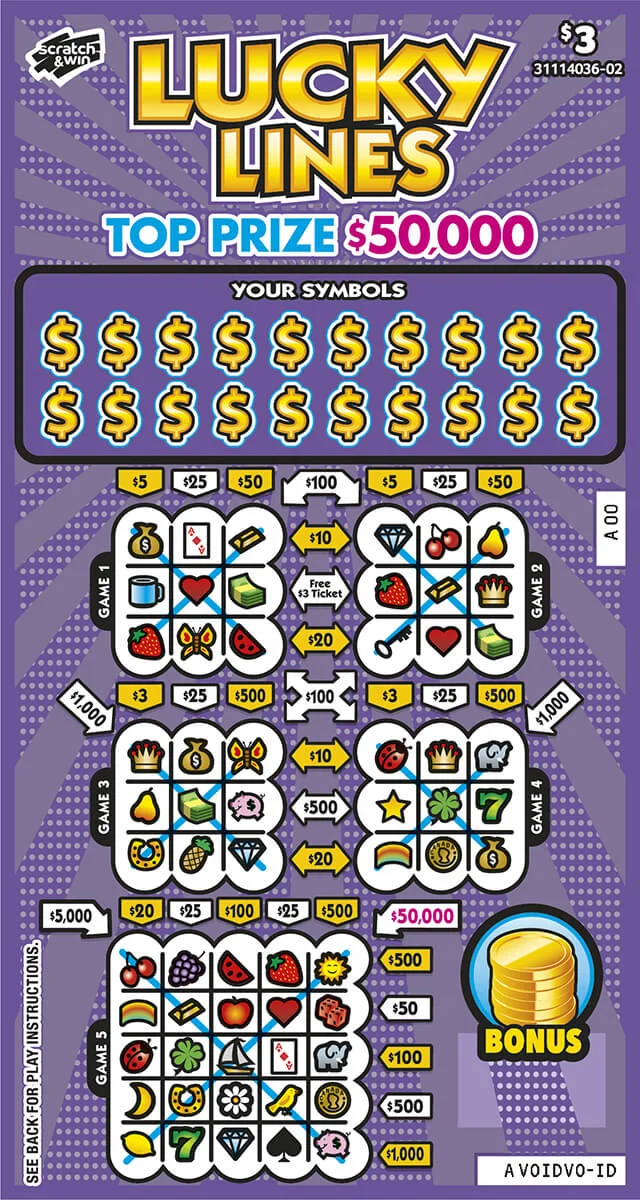 Lucky Lines scratch-off ticket