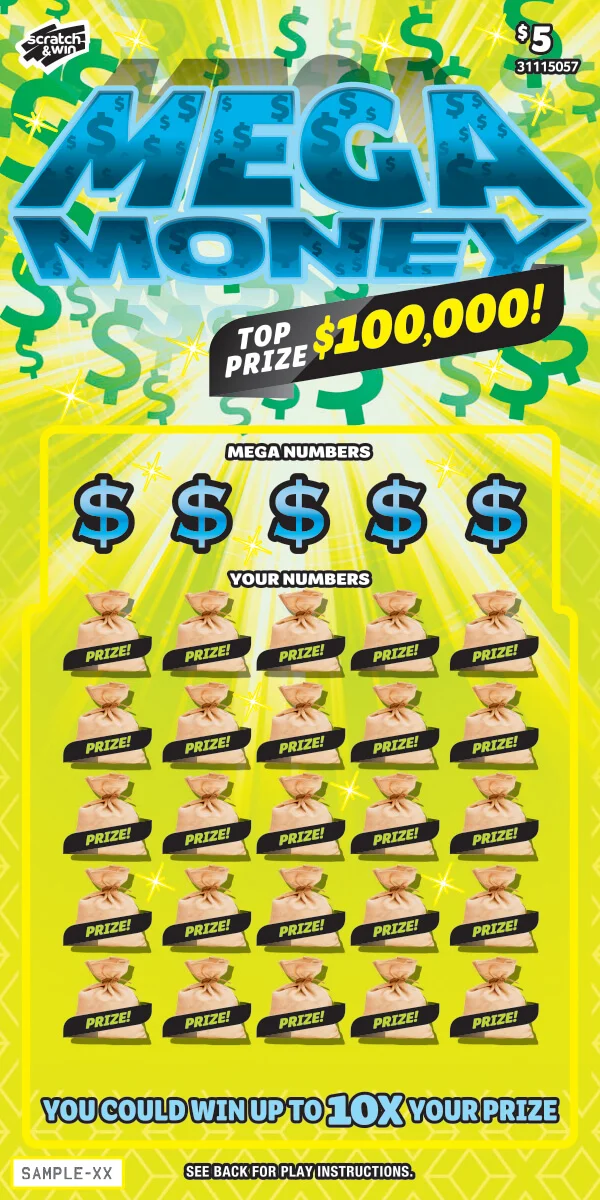 Mega Money scratch-off ticket