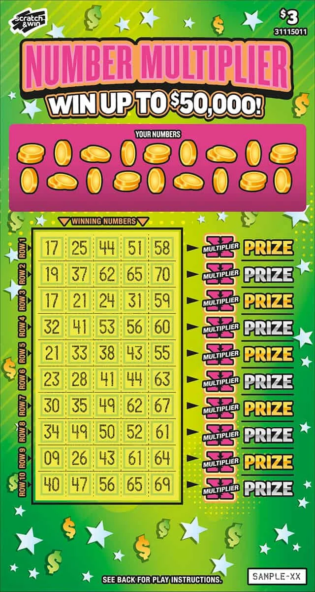 Number Multiplier scratch-off ticket