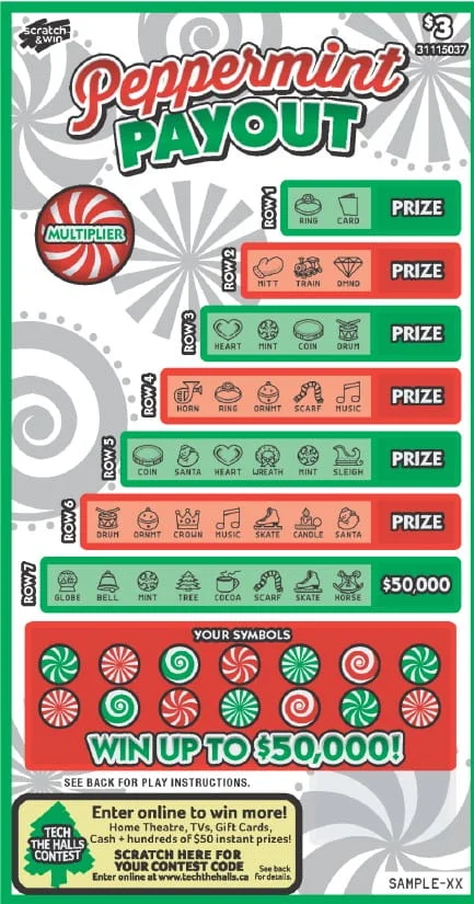 Peppermint Payout scratch-off ticket