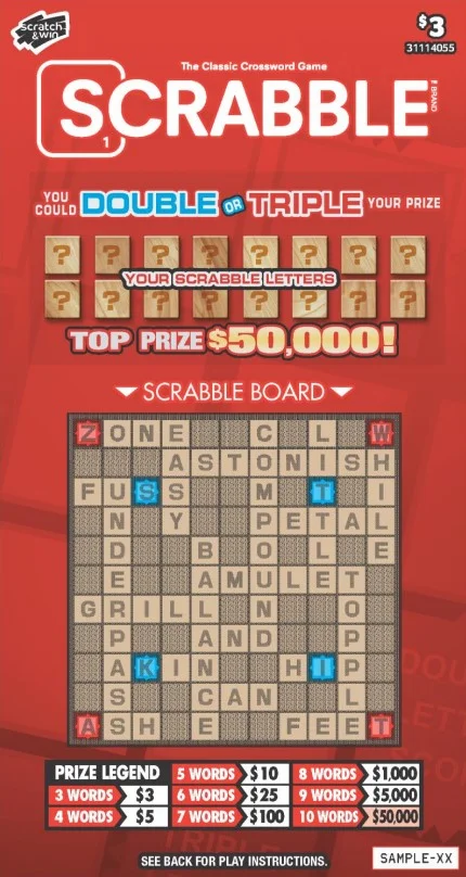 Scrabble scratch-off ticket