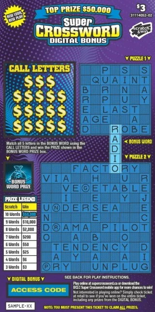 Super Crossword (Game #31114052-02) scratch-off ticket