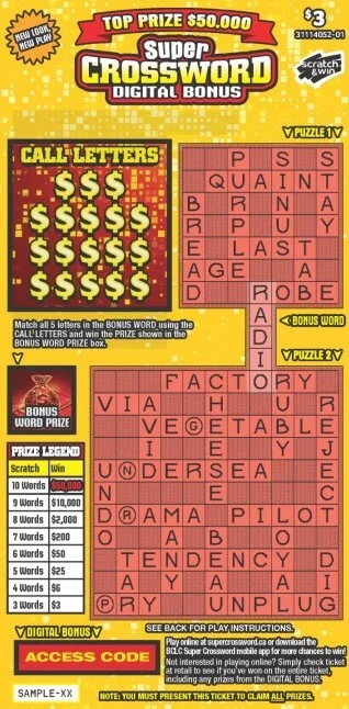 Super Crossword scratch-off ticket