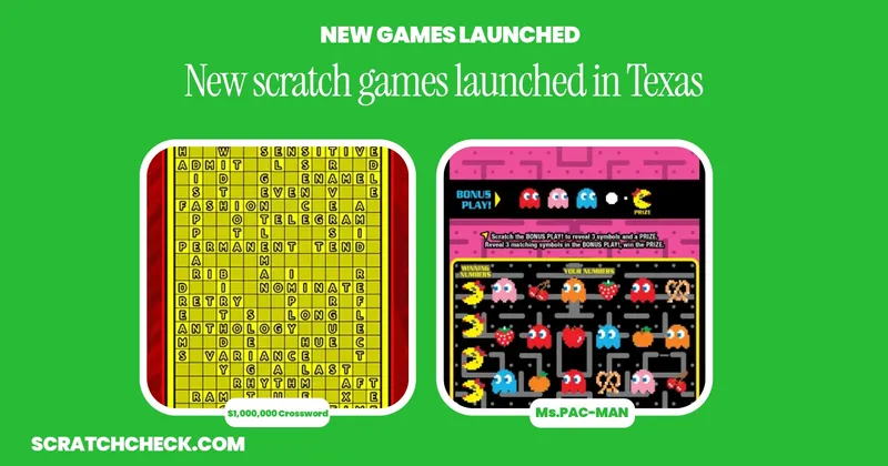 Texas Lottery Just Launched 2 New Scratch-Offs: a $20 Crossword Game and $5 Ms. PAC-MAN